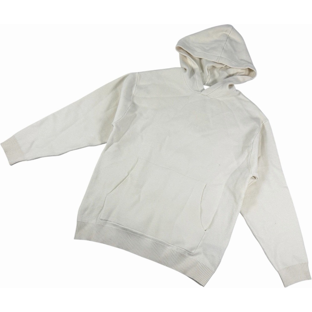 Zara Knit Pullover Hoodie Off White Cream Ivory Kids Size 12 NWT
